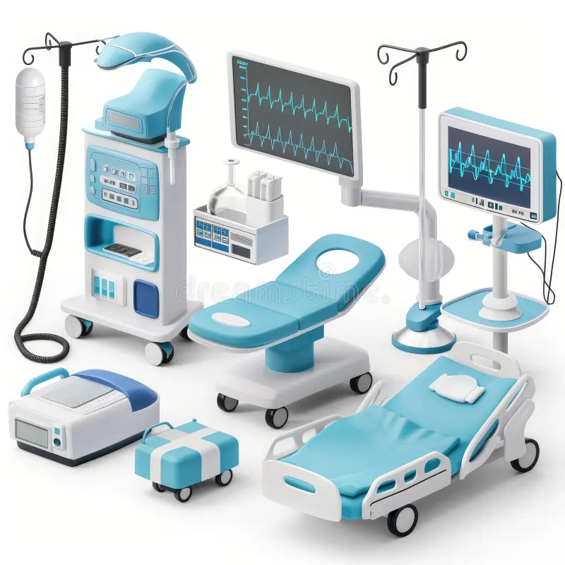 Medical equipment in modern hospital setting